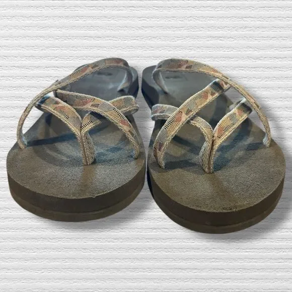 Teva Mush Mandalyn Wedge Ola Flip Flop Sandals Women’s 11 Brown Multi Strap - Picture 2 of 6